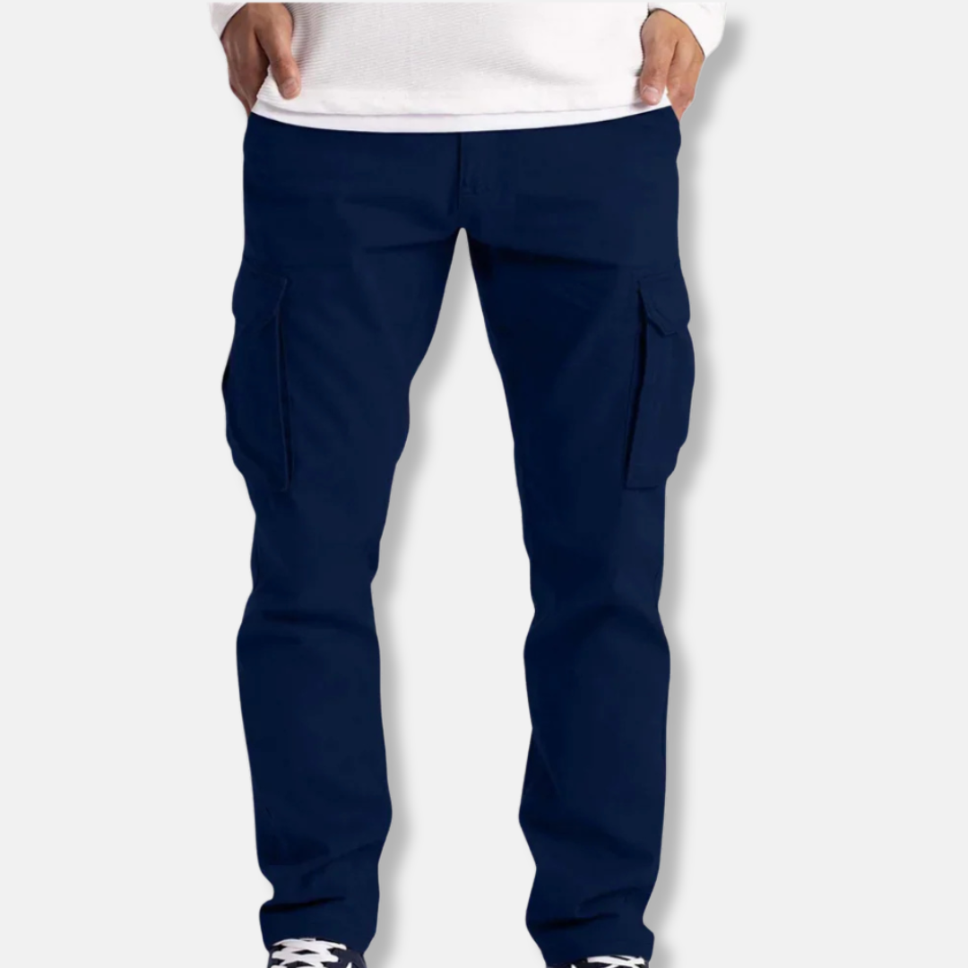 Pantalon Cargo Homme En Coton Mélangé Coupe Droite Longueur Totale Poches Cargo Pratiques