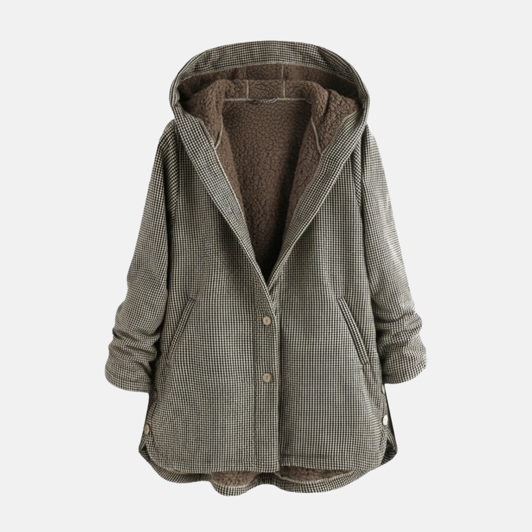 Veste Femme Oversize Doublée Polaire À Capuche Bouton Devant Longueur Tunique Confortable