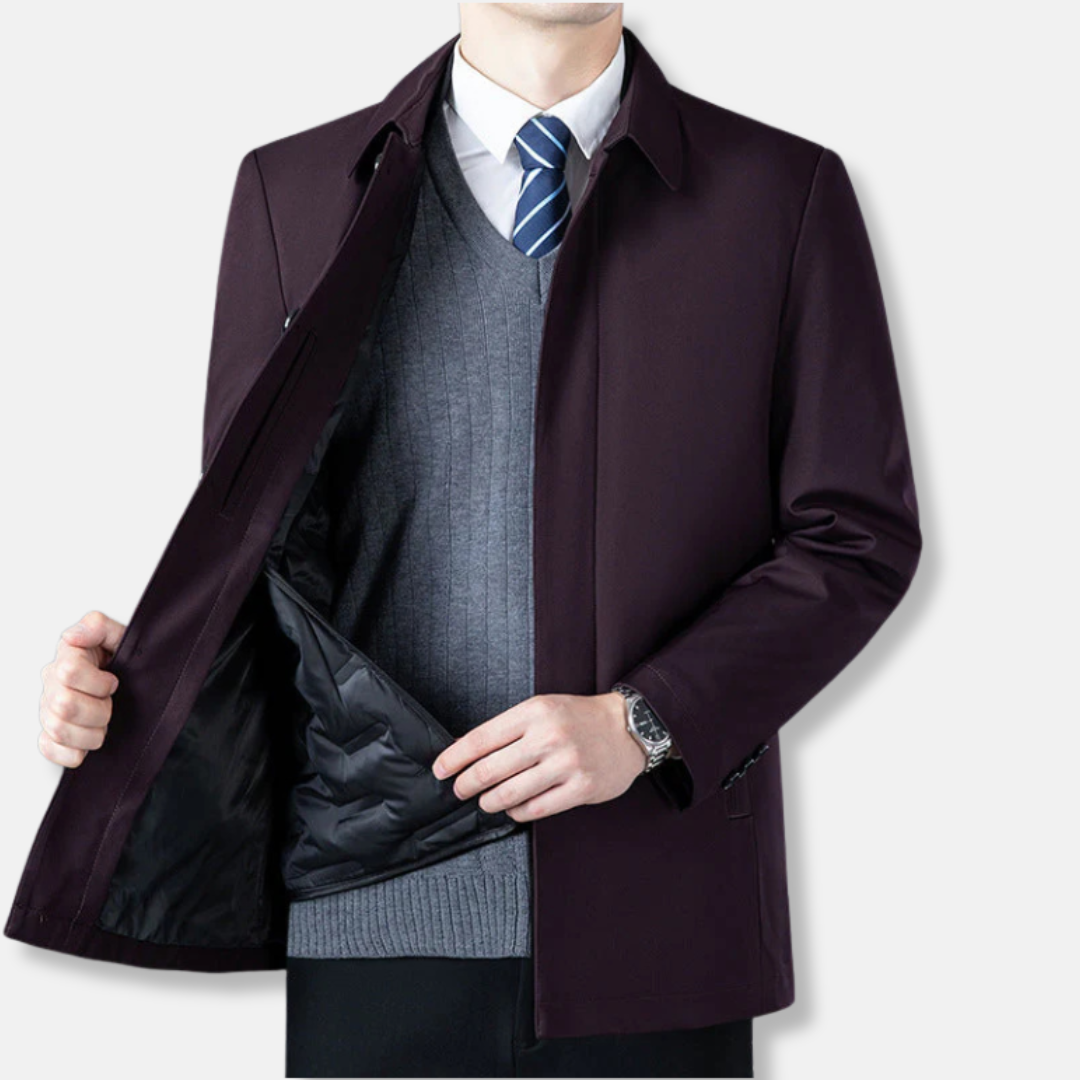 Blazer Homme Nordisk Flair Col Classique Coupe Ajustée Mi Longueur Mélange de Laine Bouton Devant