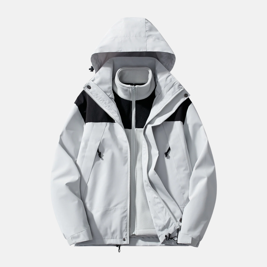 Veste Homme Trois En Un Imperméable Avec Doublure Polaire Détachable Et Capuche Coupe Vent Pour Tous Temps