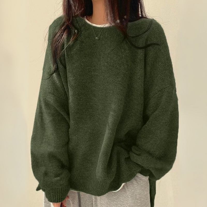Pull Celira Oversize À Ourlet Fendu Avec Détail Fente Latérale Tricot Tout-Saisons Et Confort