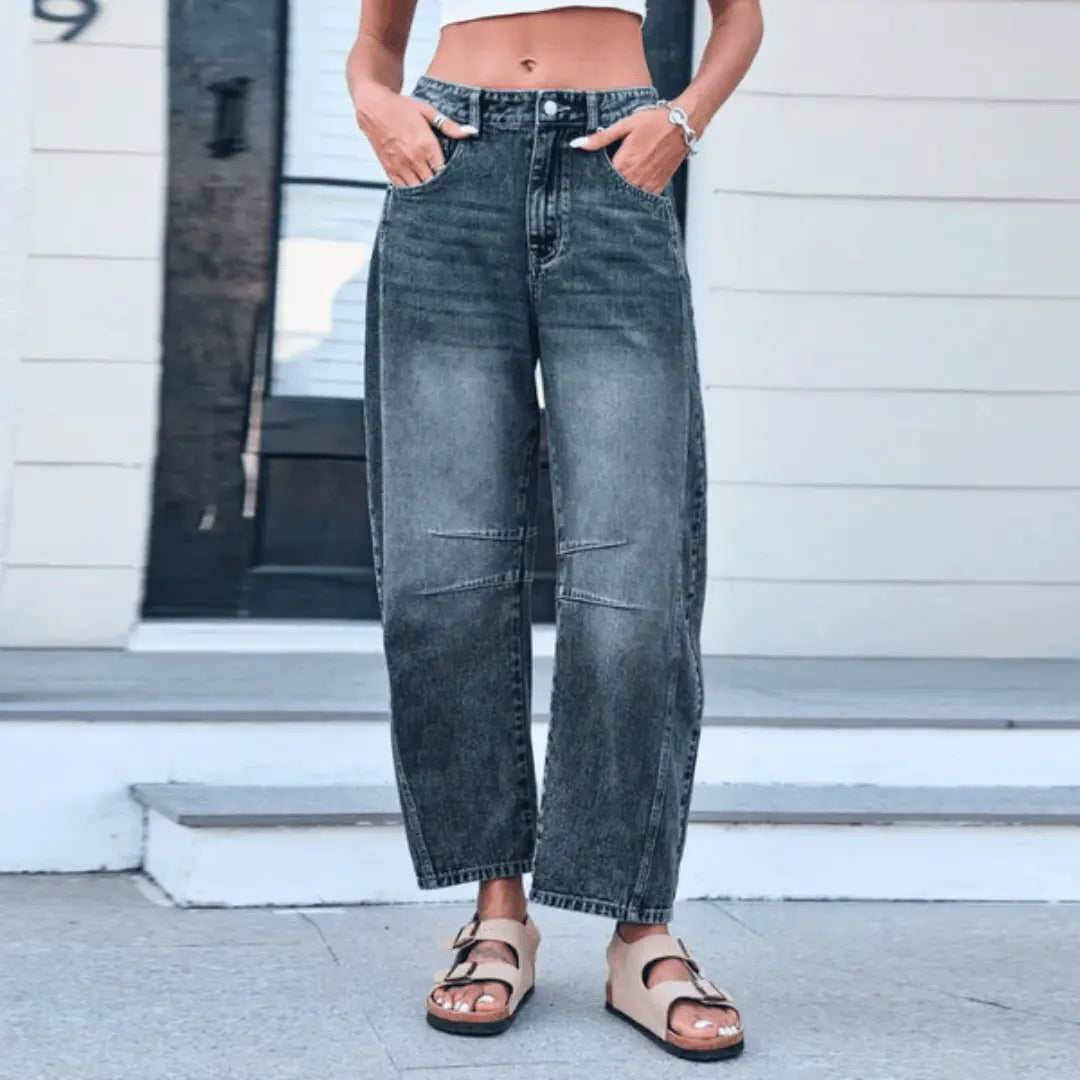 Jean Claudia Vintage Wash Relaxed Fit Confort Premium Denim Doux Pour Un Style Décontracté