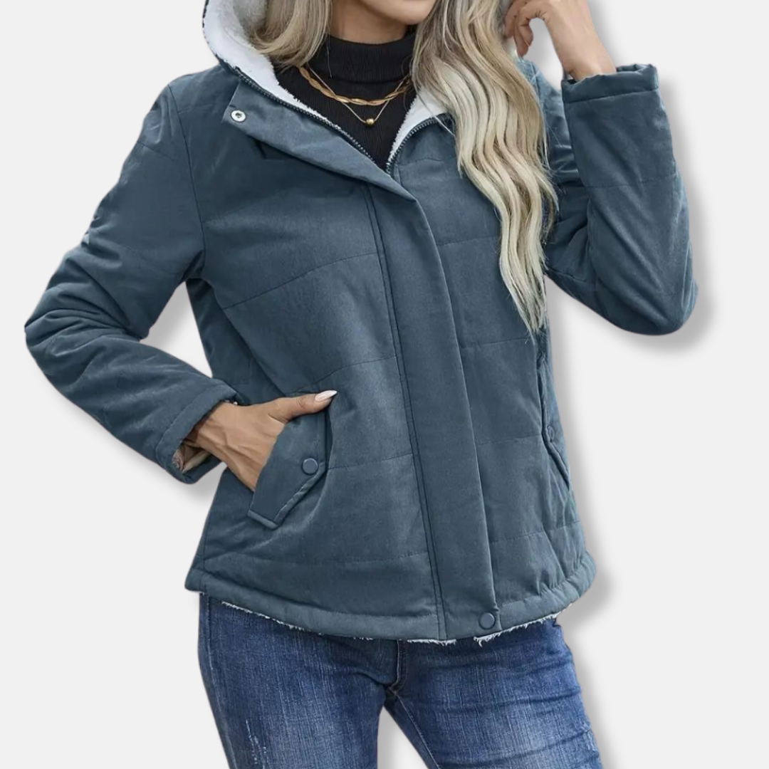 Manteau Court Femme Avec Isolation Matelassée Doublure Polaire Capuche Fermeture Éclair Intégrale Nordisk-Flair