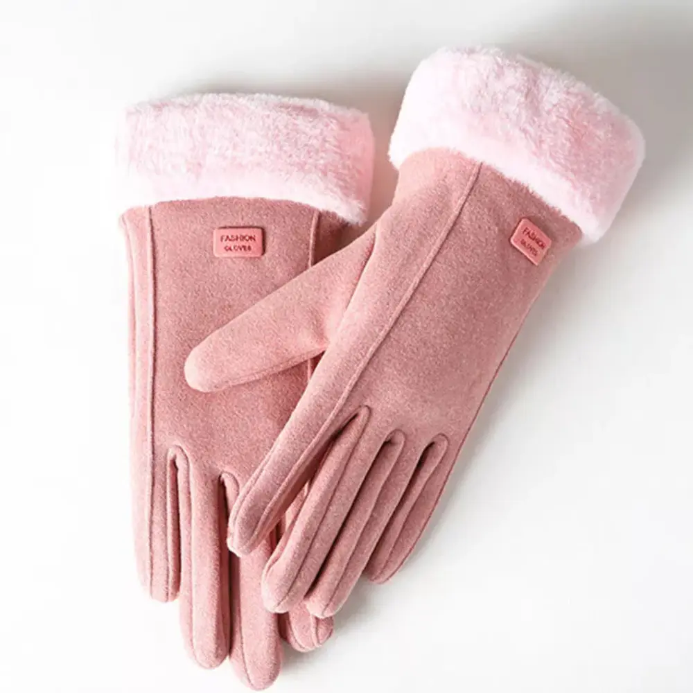 Gants D Hiver Peluche Anti Vent Avec Doublure Chaude Compatible Écran Tactile Antidérapants
