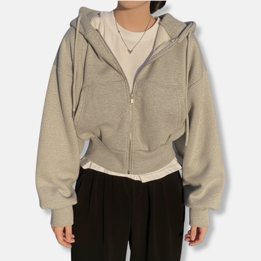 Sweat À Capuche Zippé Pour Femme Oversize Doublé Polaire Poche Kangourou Confortable Pour Automne Hiver