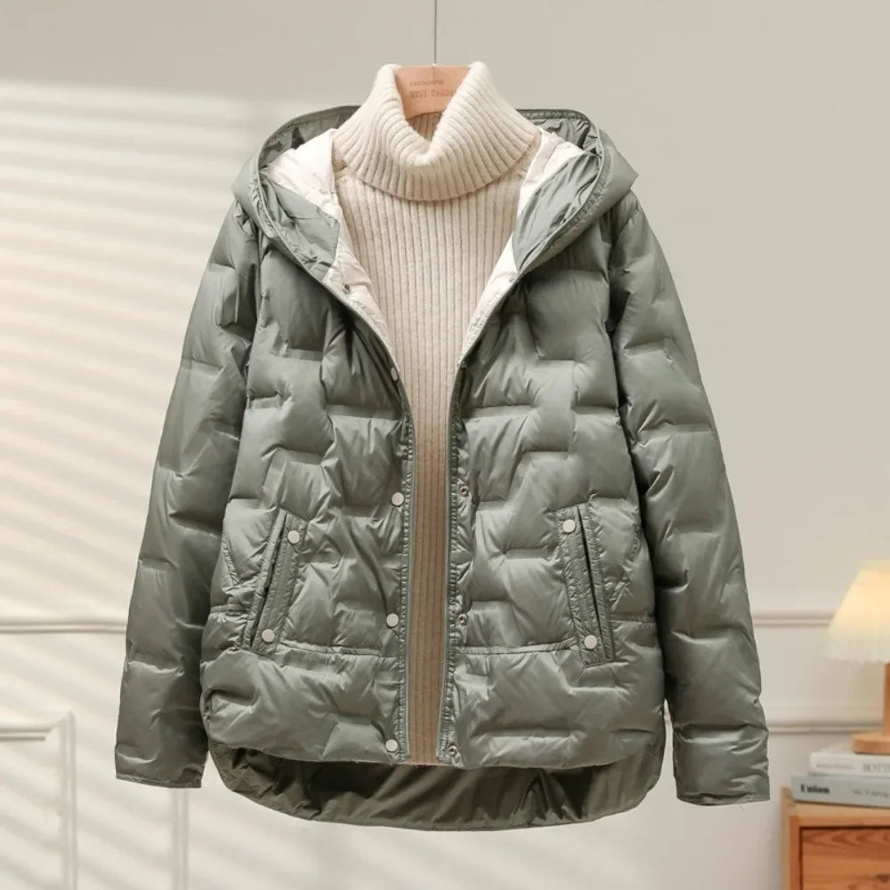 Amawinc Léa Doudoune Plumettes d Oie Pour Femme Chaude et Élégante Veste Puffer Hivernale