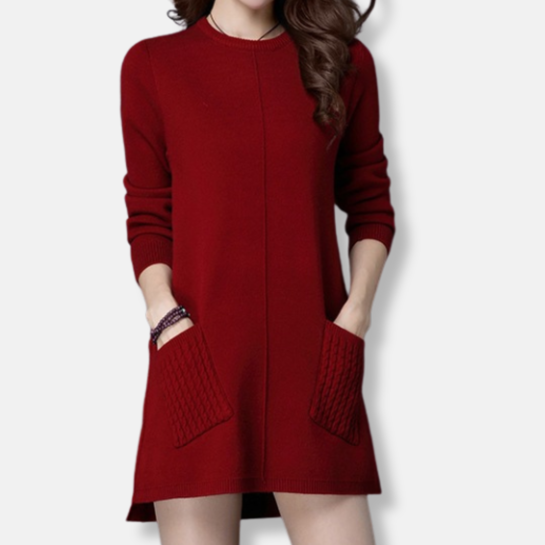 Amawinc Isabella Robe Pull Décontractée Col Rond Manches Longues Pour Femme Confort Chic Hivernal