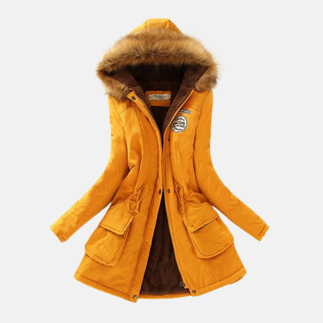 Parka Femme Avec Doublure Sherpa Capuche En Fourrure Synthétique Taille Ajustable Et Poches Pratiques
