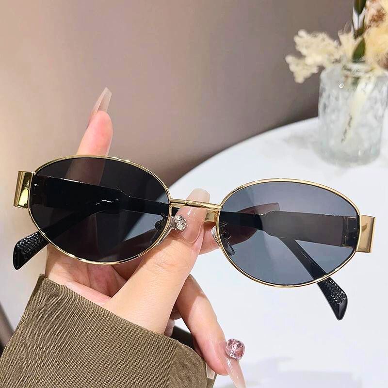 Rhyse Shades Lunettes De Soleil À Monture Métal Et Verres Ovales Protection Solaire Totale Design Polyvalent Et Durable