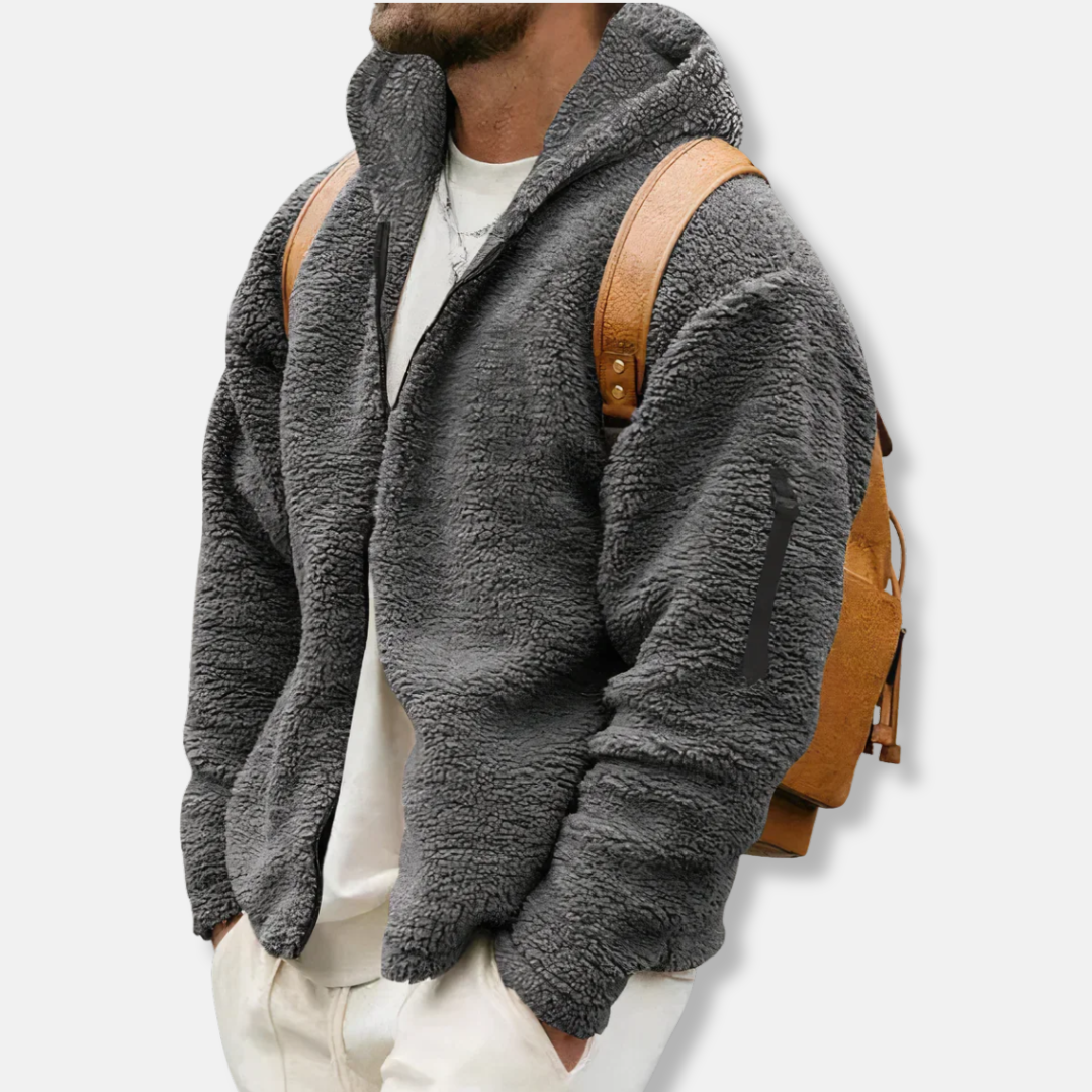 Sweat À Capuche Sherpa Zippé Pour Homme Décontracté Vêtement D'Hiver Chaud Et Confortable