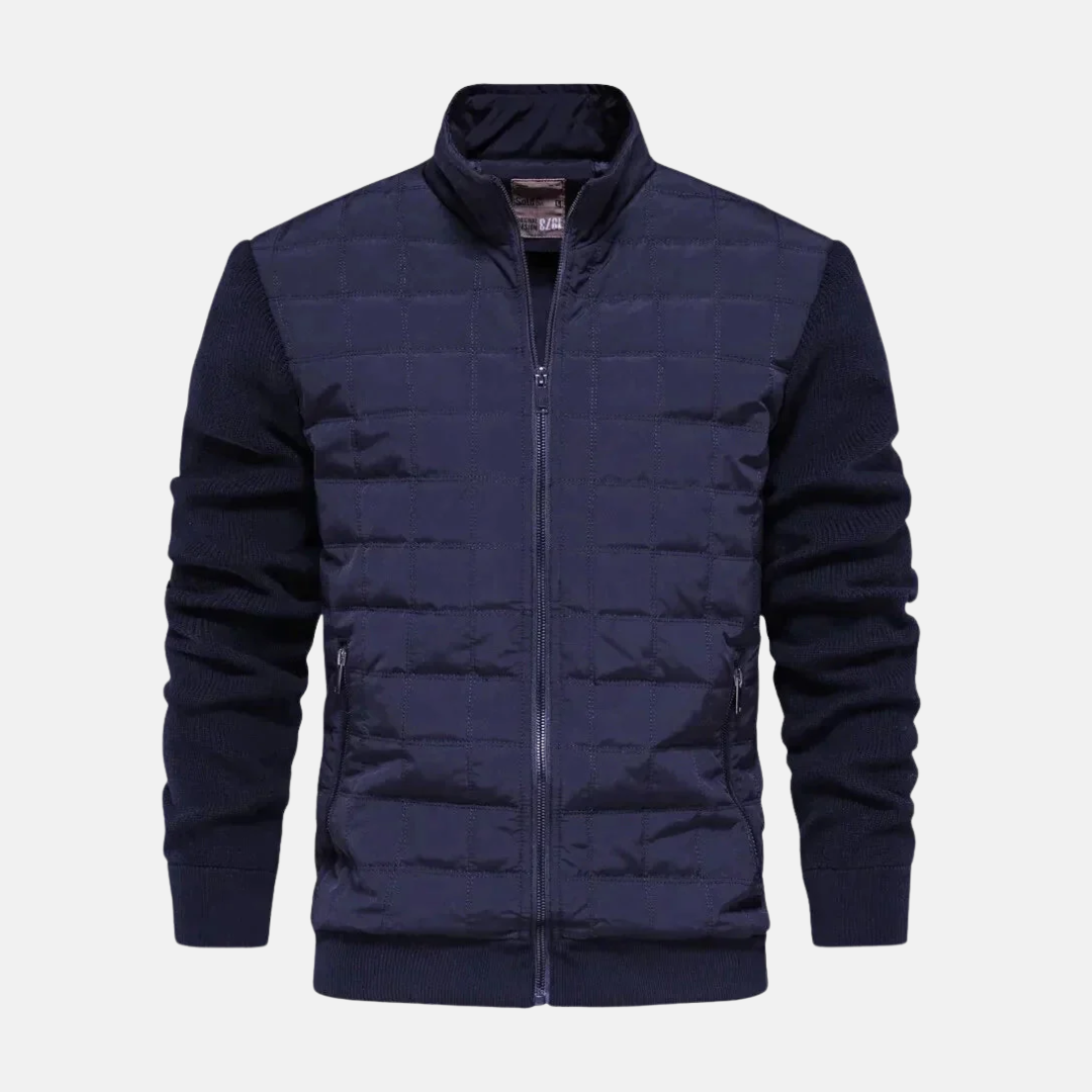 Amawinc Veste Bomber Homme Avec Panneaux Quiltés Avant Manches En Maille Coupe Moderne Bordures Côtées Style Chaleur