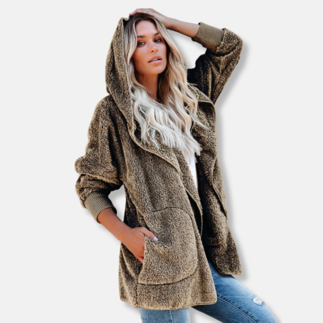 Cardigan Femme À Capuche En Sherpa Polaire Oversize Ouvert Avec Poches Nordisk-Flair