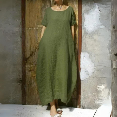 Taupefarbenes Leinenkleid von Fudus im lässigen Stil