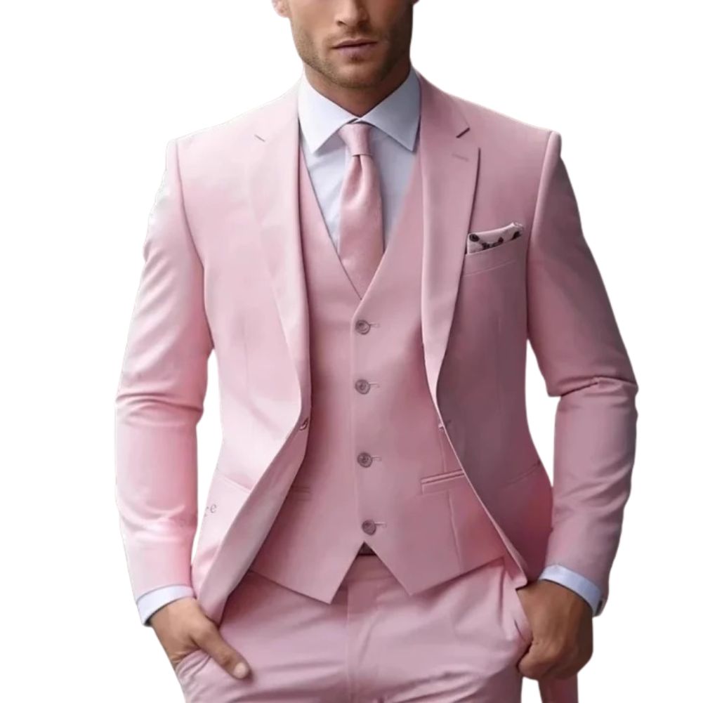 Costume Trois Pièces Slim Fit Pour Homme Pour Mariage Soirée Et Affaires Noir Cravate Élégant