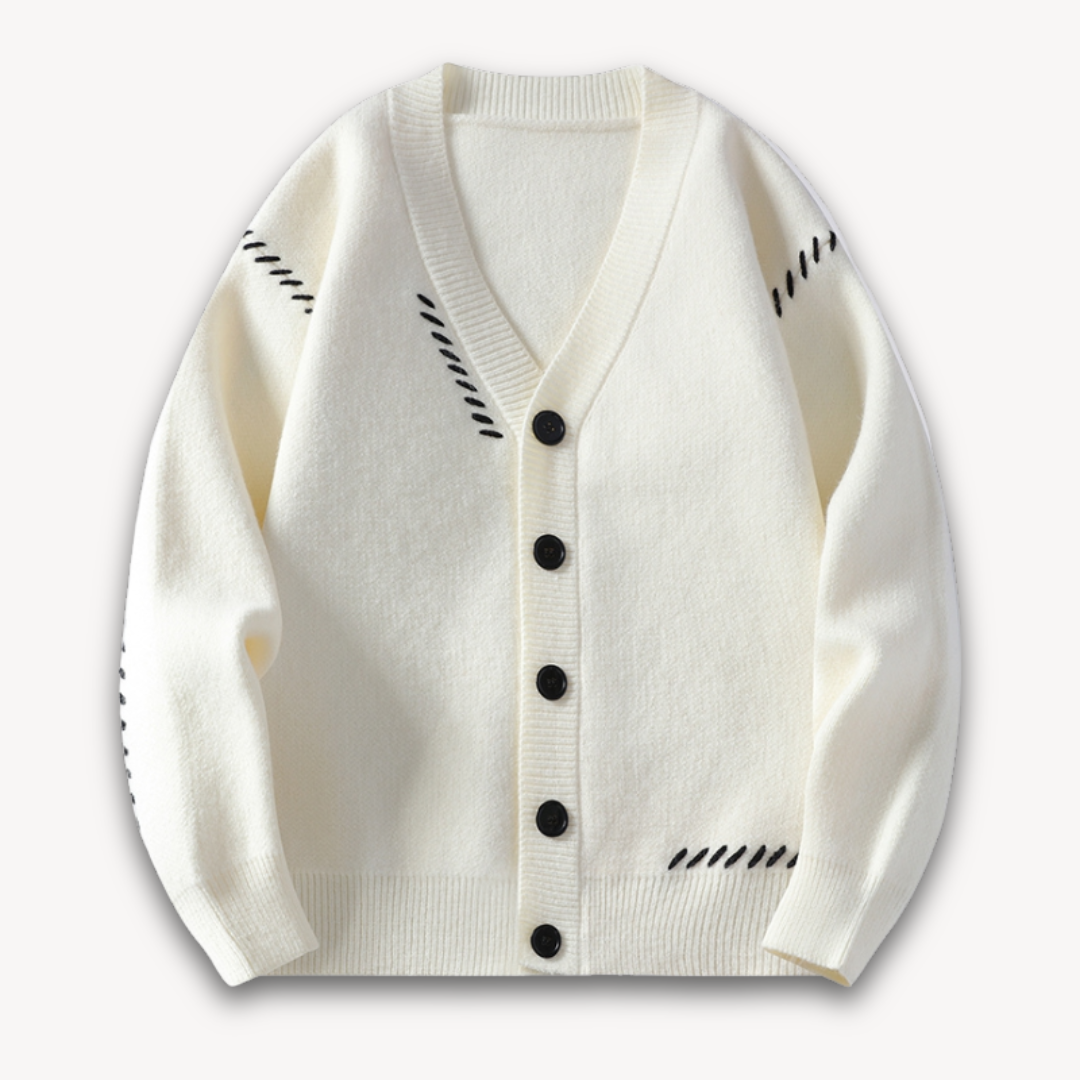 Cardigan Homme Oversize En Maille Douce Avec Fermeture Par Bouton Crème Pour Look Décontracté