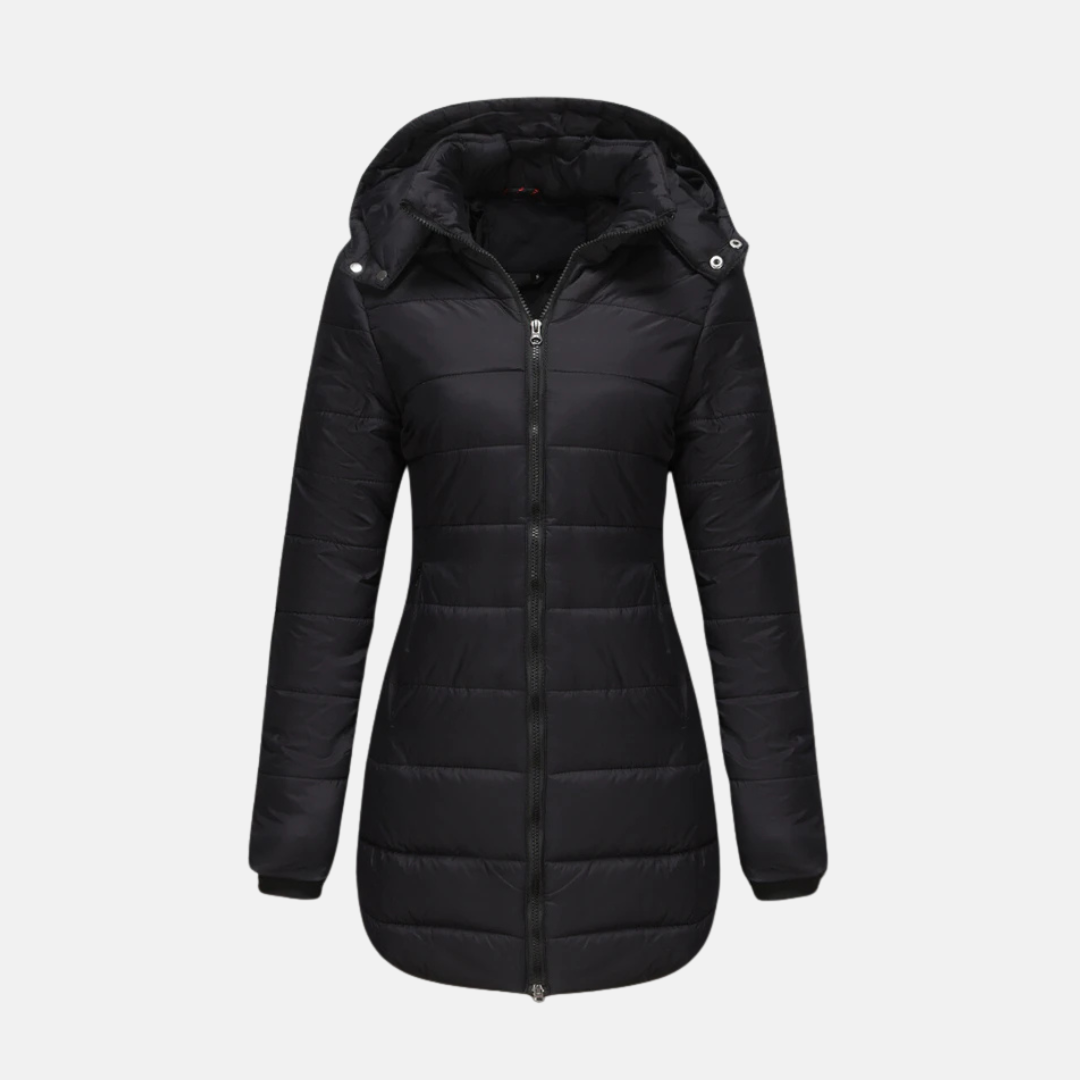 Manteau Longline Matelassé Isolant Avec Capuche Et Fermeture Bidirectionnelle Pour Femme