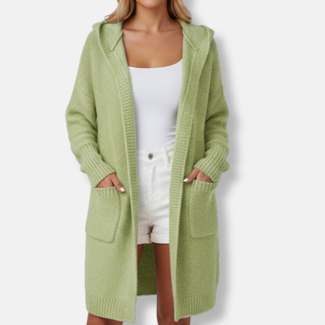 Cardigan À Capuche Femme Oversize Décontracté En Maille Mélange Laine Longueur Genou Nordisk Flair