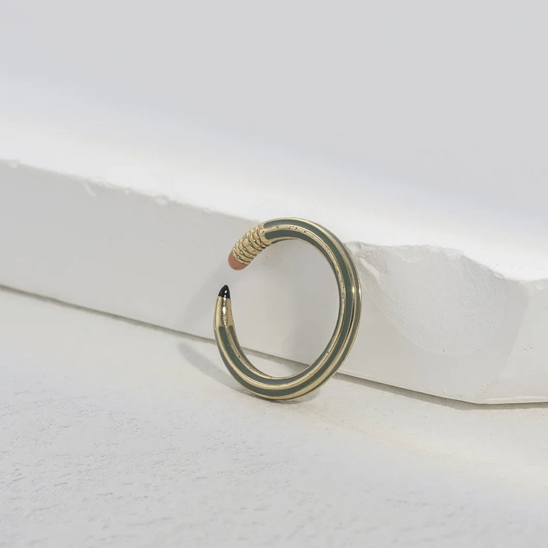 Bague Crayon Or Rose Plaqué Ajustable En Cuivre Inspiration Nostalgique Moderne Et Convoité Par Les Fans