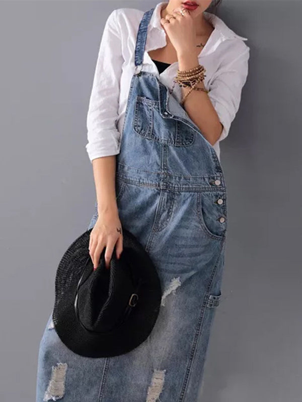 Modernes Denim-Latzkleid von Fudus
