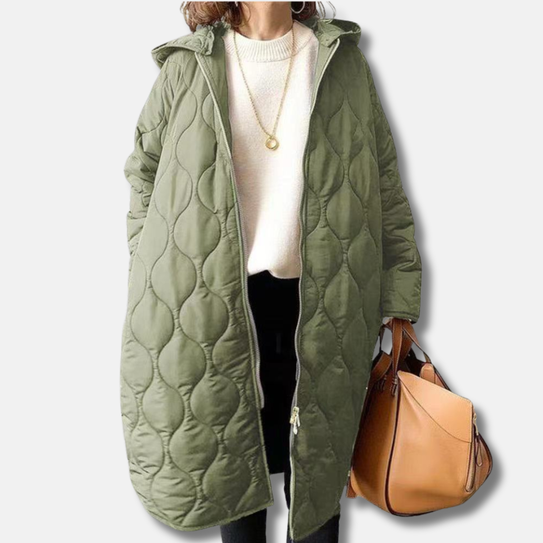 Veste Matelassée Pour Femmes Oversize Longue Avec Capuche Zip Nordisk Flair Amawinc