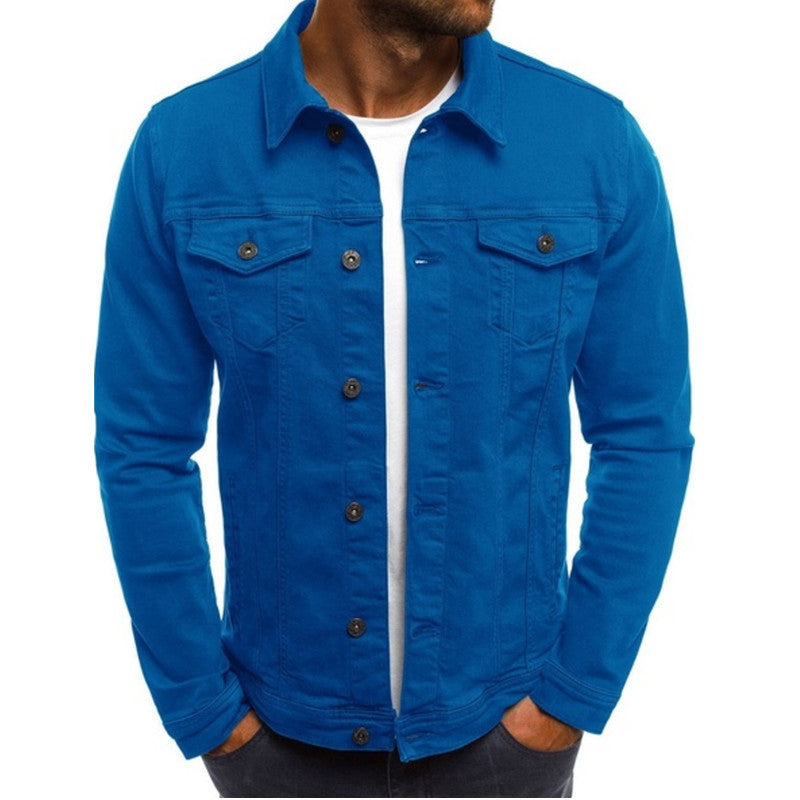Veste Denim Pour Homme Nordic Flair Coupe Regular Bouton Poches Poitrine Coutures Structurées