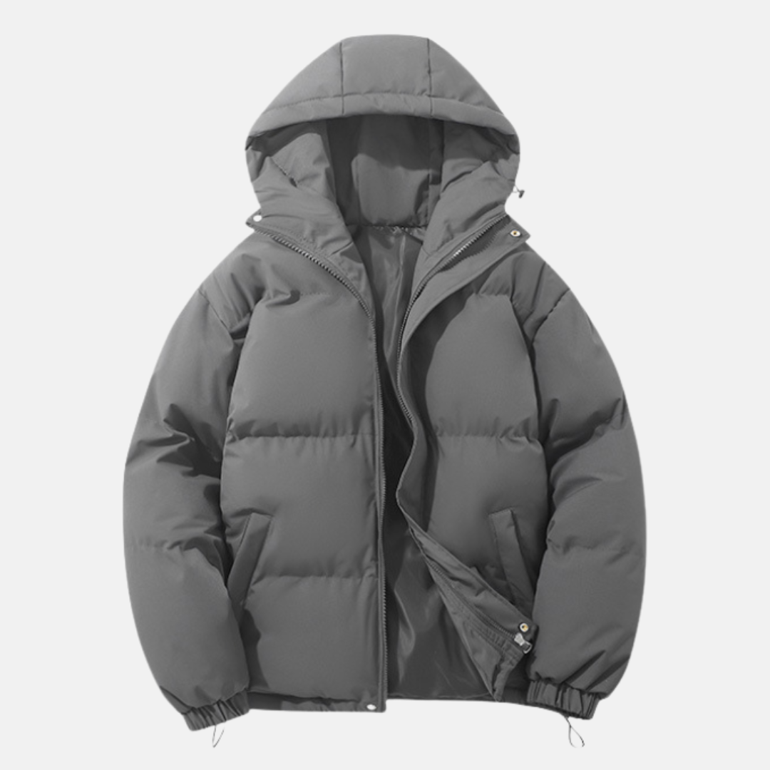 Manteau Homme Capuche Puffer Rembourré Isolé Synthétique Avec Ourlet Élastiqué Pour Hiver Froid Amawinc