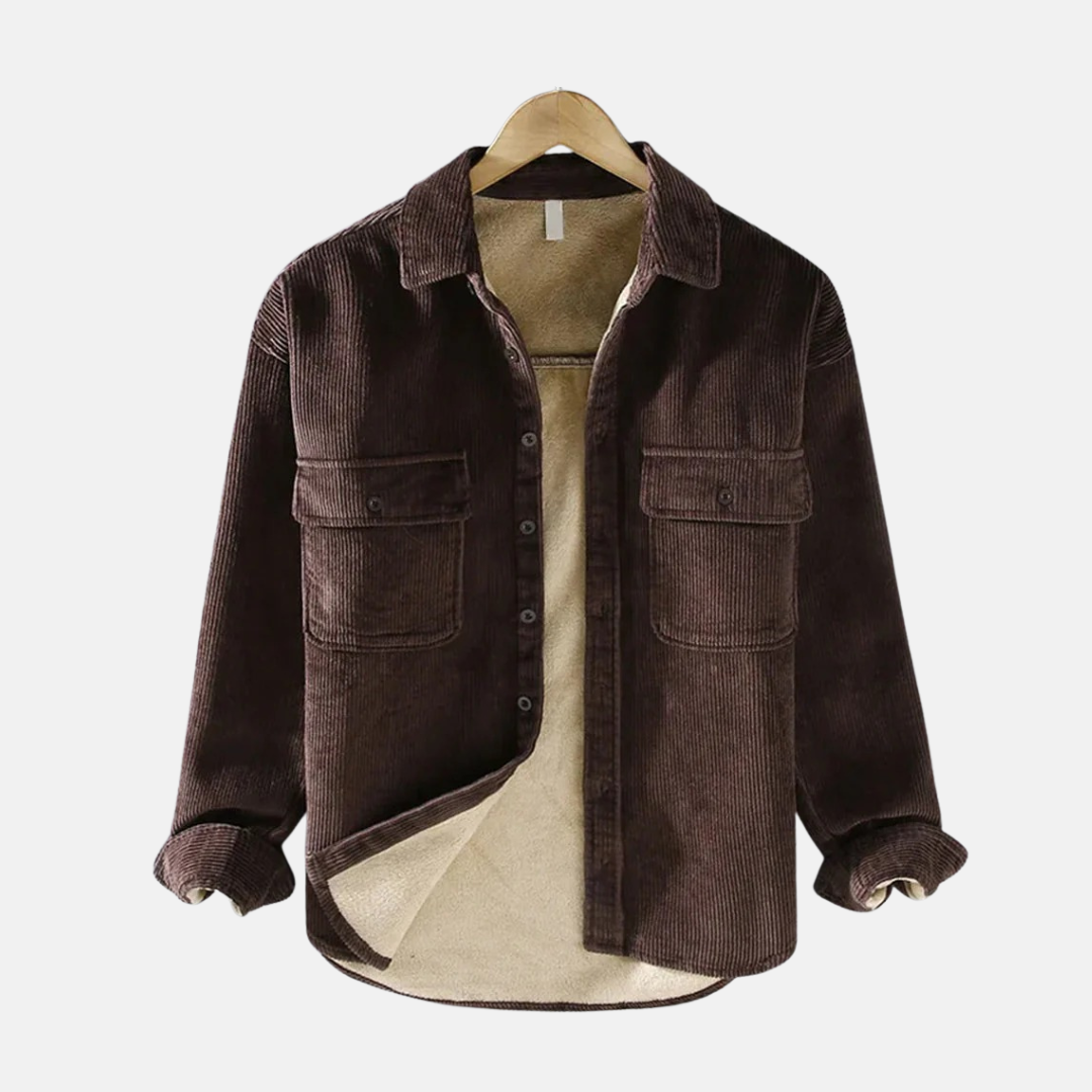 Veste Pour Homme En Velours Côtelé Avec Coupe Décontractée Boutons Devant Et Poches Poitrine