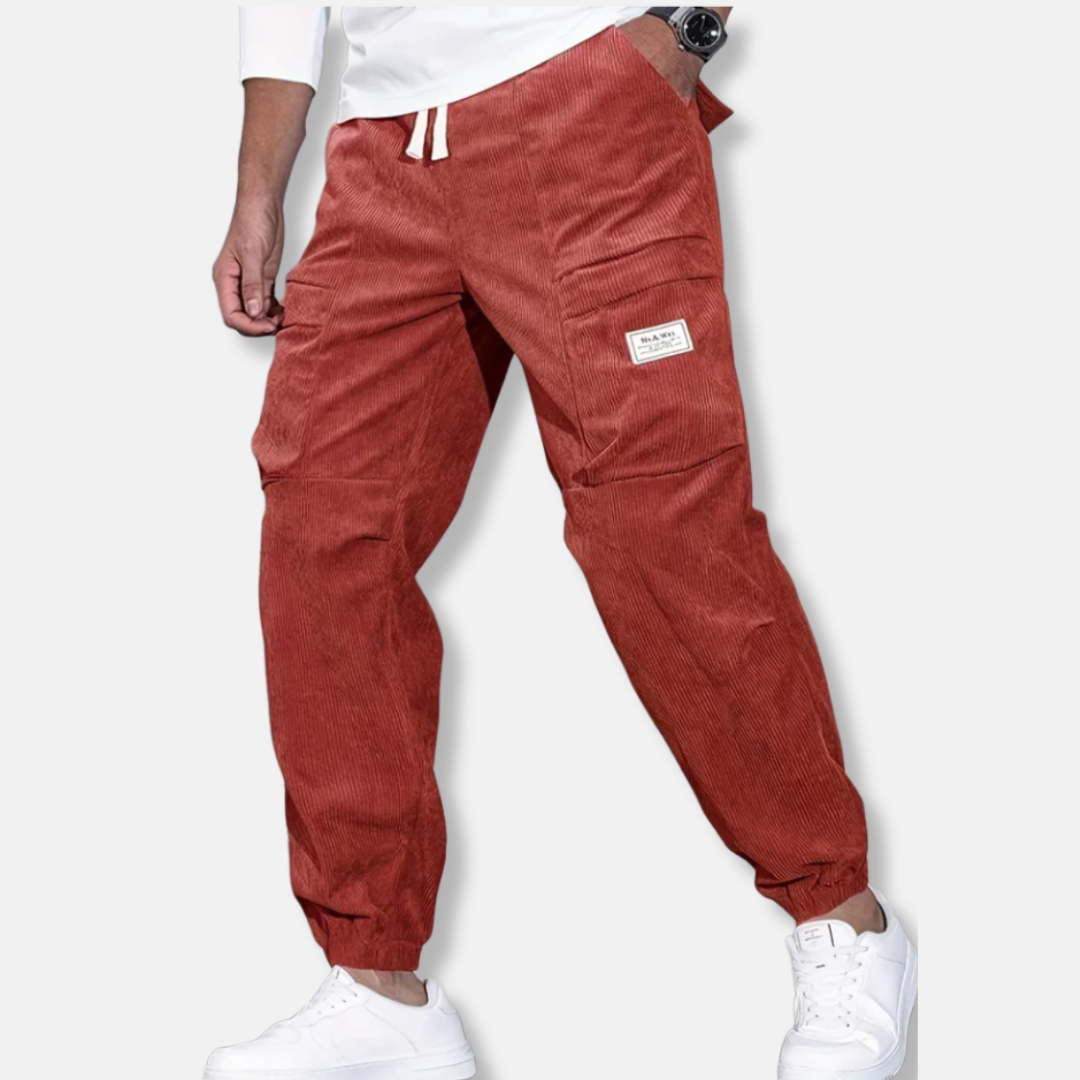 Amawinc Pantalon Homme Velours Côtelé Coupe Décontractée Jambe Fuselée Taille Réglable Poignets Élastiques