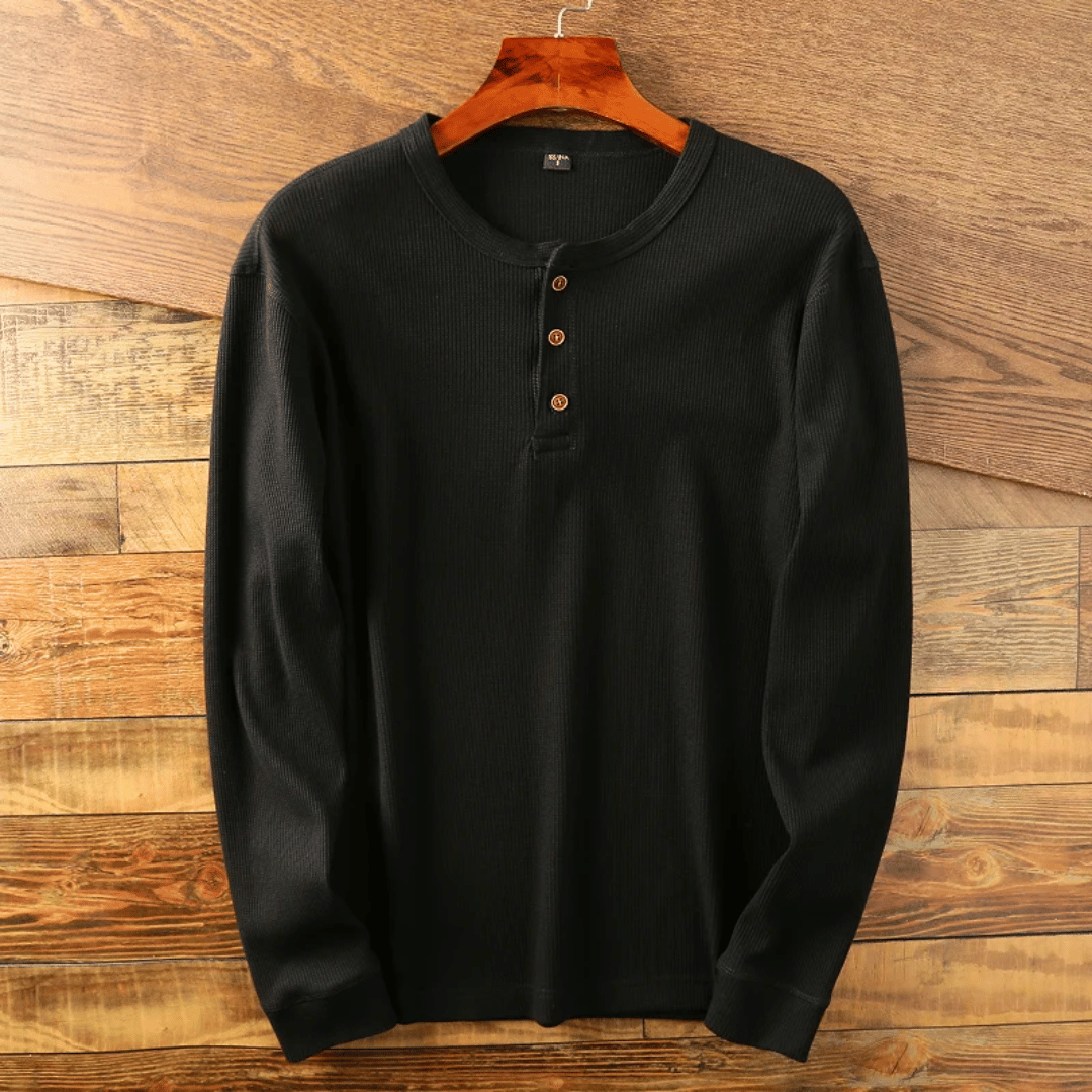 T Shirt Henley Homme Inspiré Nordique En Coton 100 Pour Cent Manches Longues Confort Quotidien