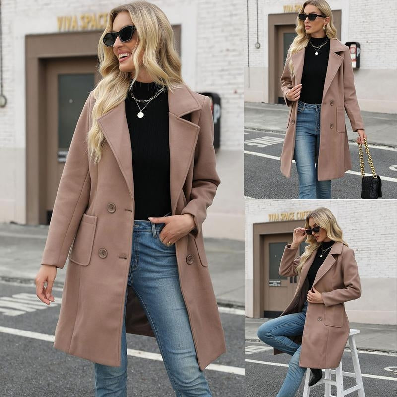 Manteau En Laine Mélange Mi Long À Double Boutonnage Maribel Chaud Sans Encombrement Facile À Superposer