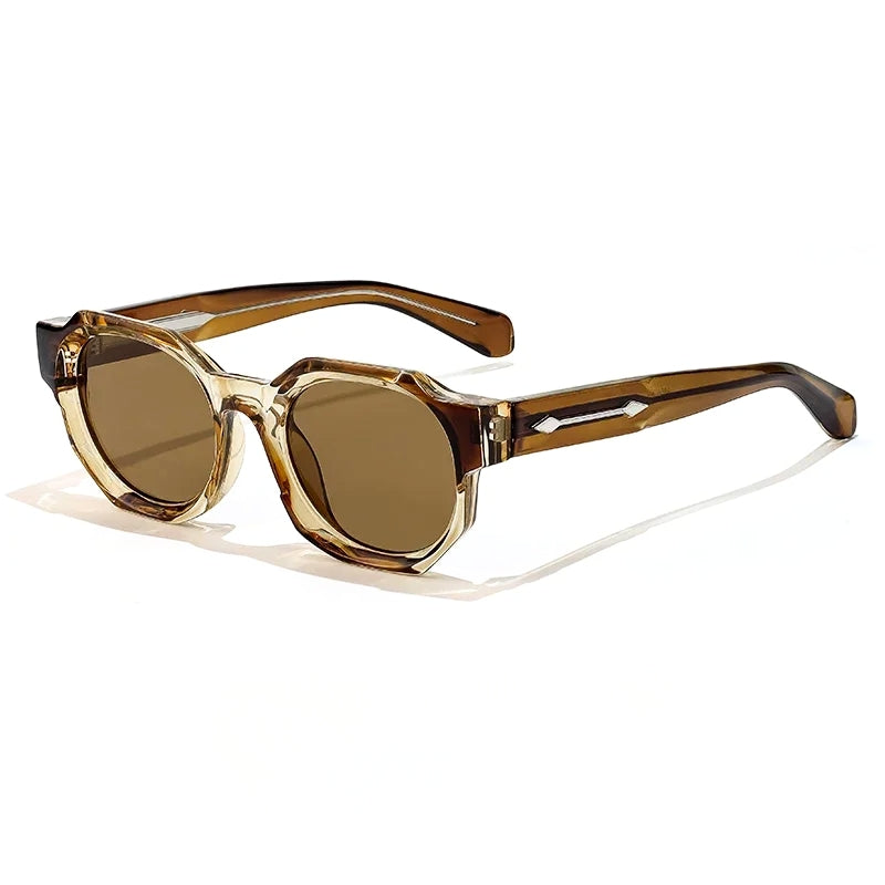 Lunettes de Soleil Carrées Vincent Rétro UV400 Cadre Acétate Épais et Sculpté Unique