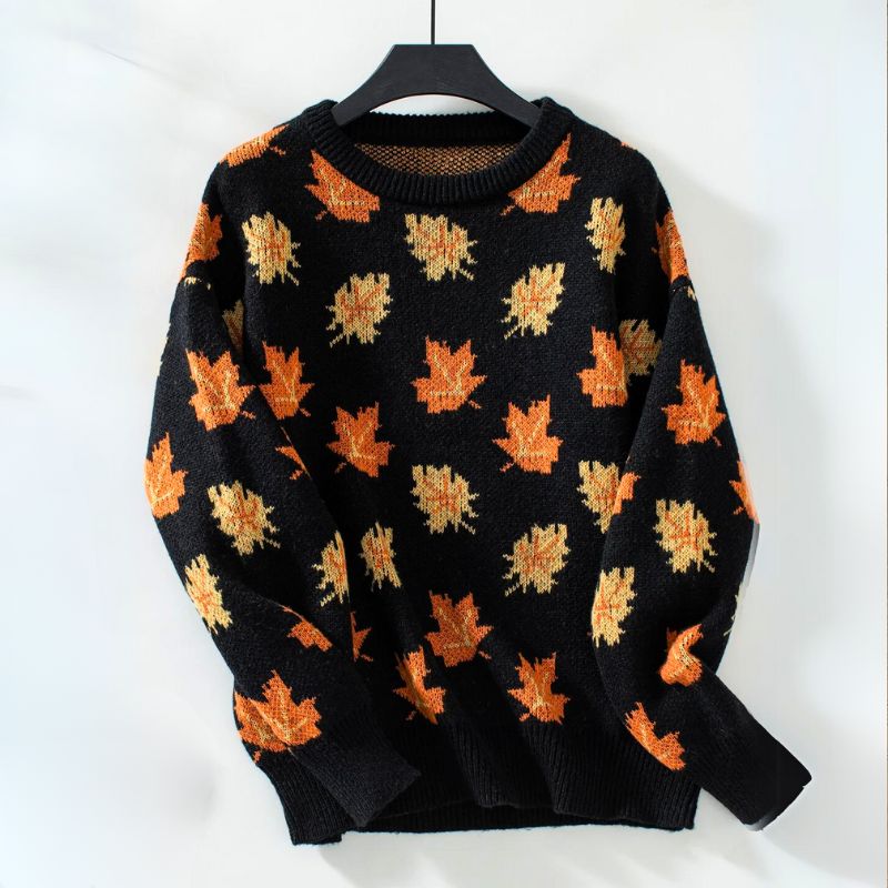 Klyne Pull Automne Feuilles Doux Et Chaud Confort Exceptionnel Design Saisissant Pour Saison