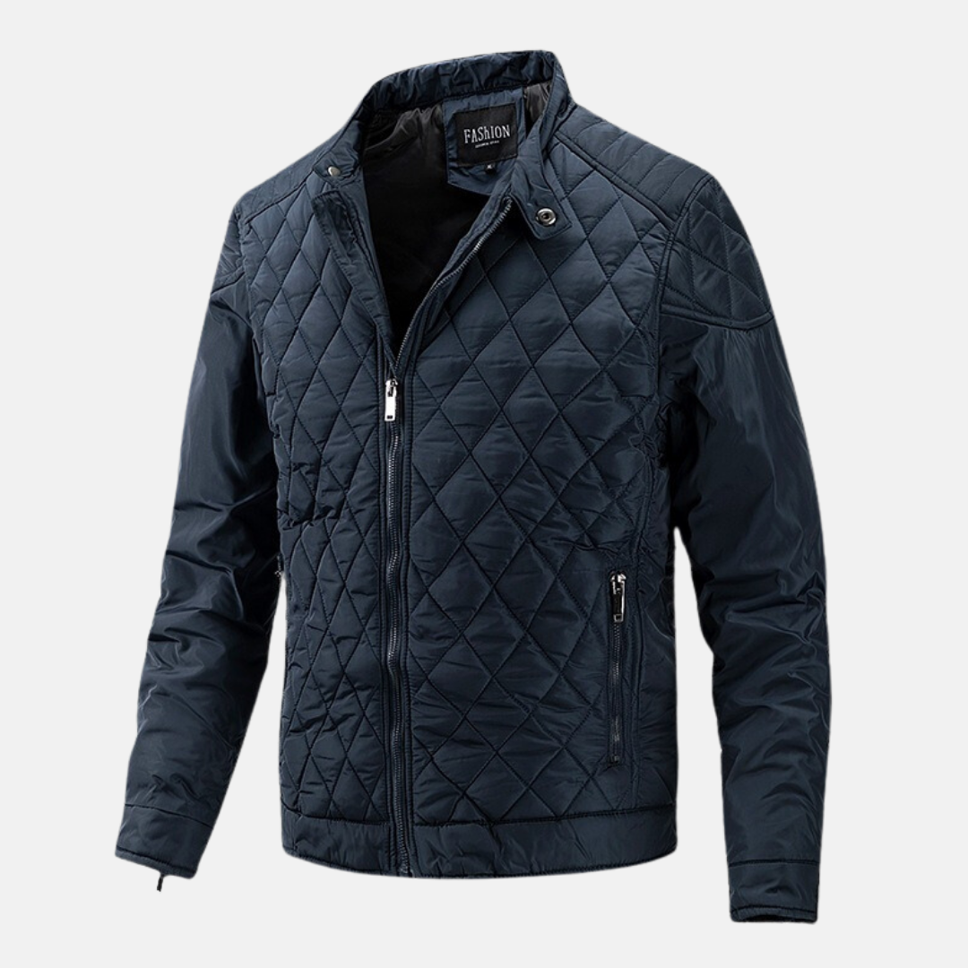Manteau Homme En Mélange De Laine Avec Motif Quilté Diamant Coupe Slim Col Debout Amawinc