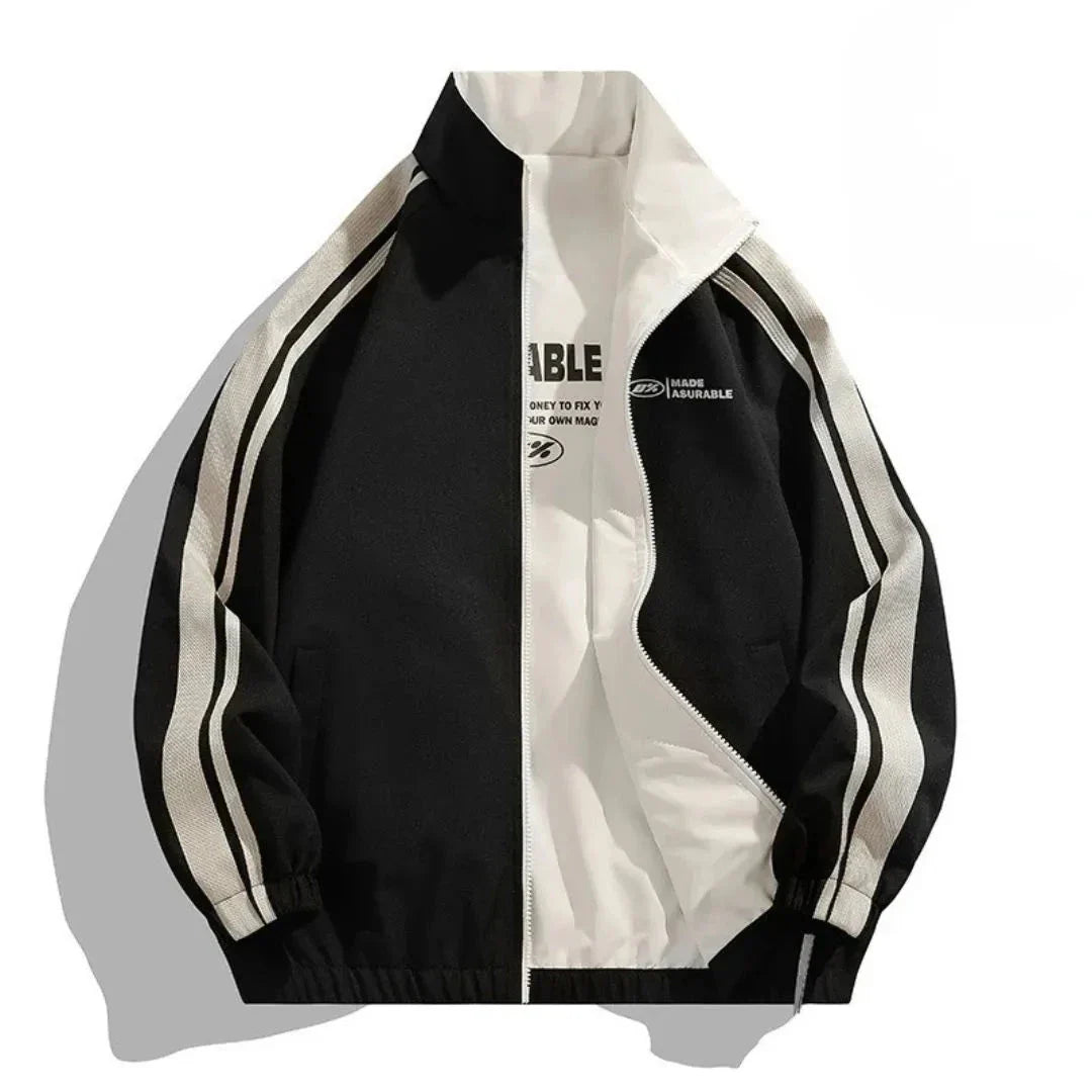 Enzo Veste Réversible Deux Faces De Survêtement Imperméable Au Vent Léger Rayure Sportive