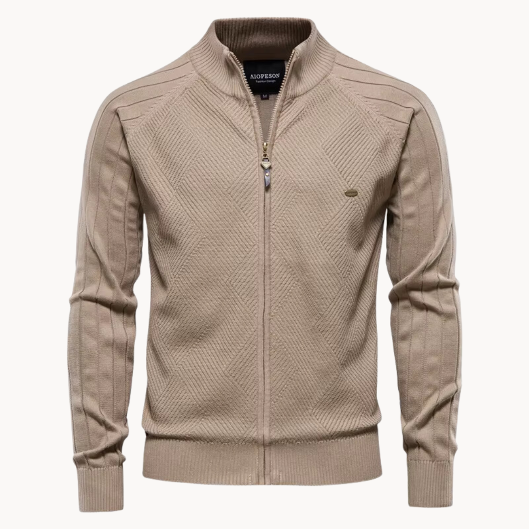 Nordisk Flair Veste Homme Slim Fit Tricot Mélange Laine Zippée Bords Côtes Décontractée