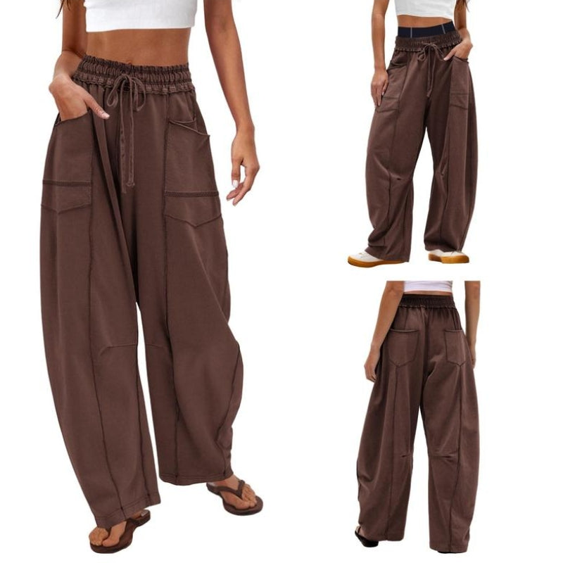 Vera Côte Pantalon Jogger Barrel Haute Taille Confort Respirant pour Détente en Ville et Voyage