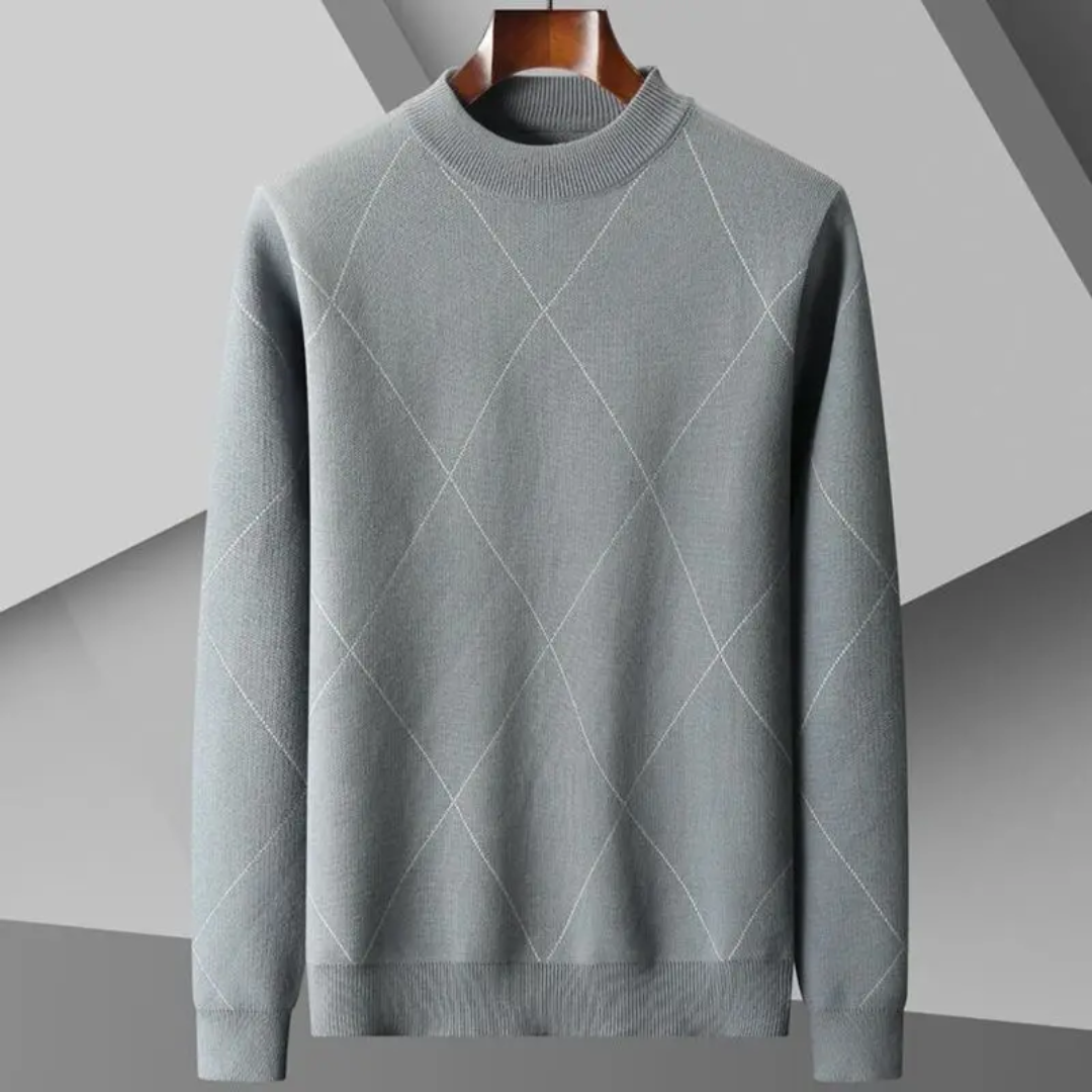 Pull En Cachemire Steven Diamond Motif Jacquard Diamant Discret Pour Élégance Polyvalente