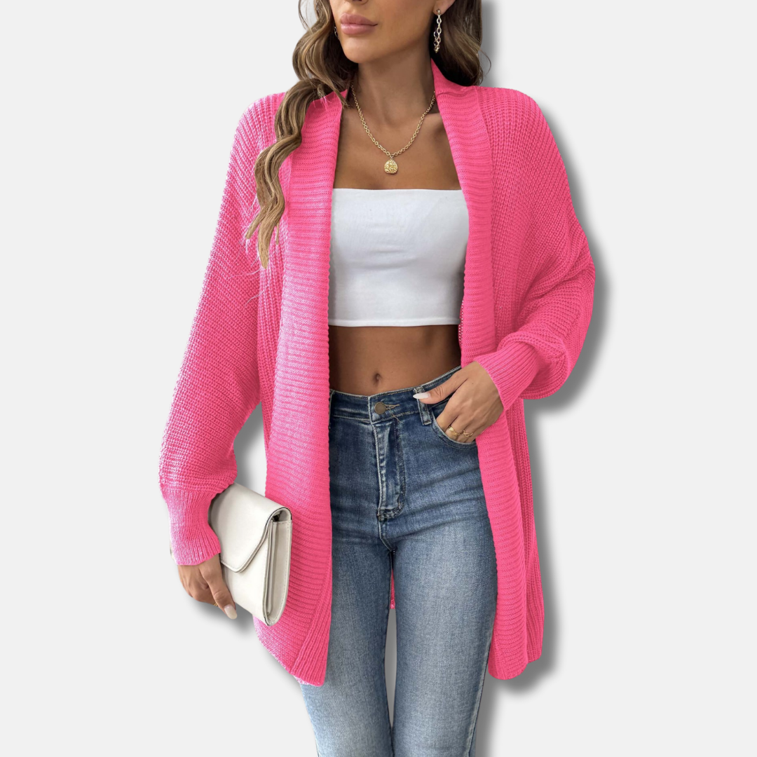 Cardigan Femme En Acrylique Tricot Longueur Longue Avec Col Châle Boutons Perles Élégants