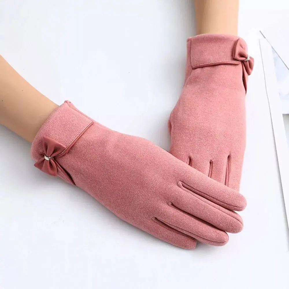 Gants Tactiles Hiver Courts Avec Nœud Déco Et Design À Doigts Séparés Pour Plus De Souplesse Écran Tactile
