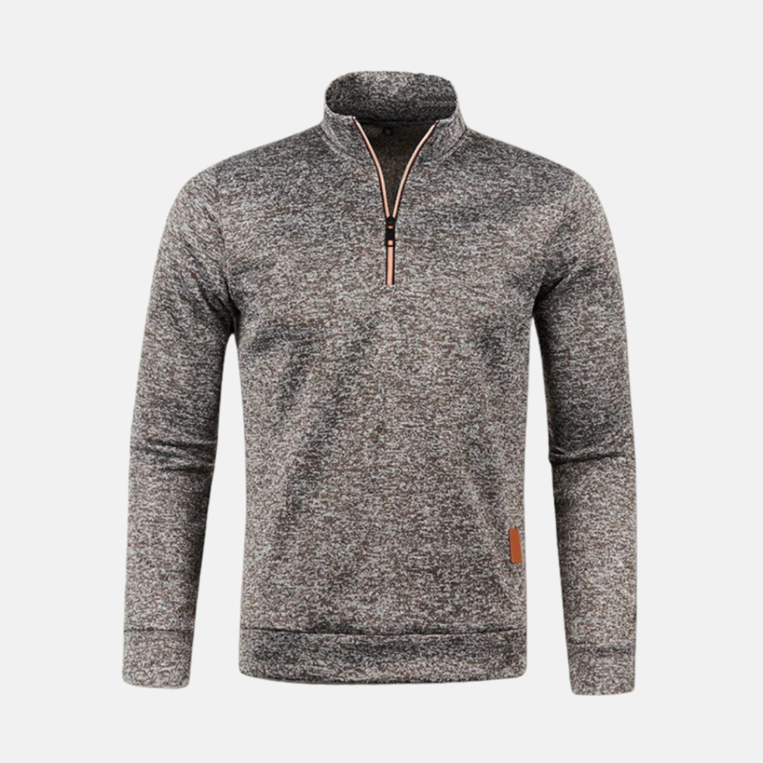 Amawinc Sweatshirt Homme Col Montant Microtexturé Zip Demi Fermeture Noir Confort Quotidien Coupe Regular Pour Automne