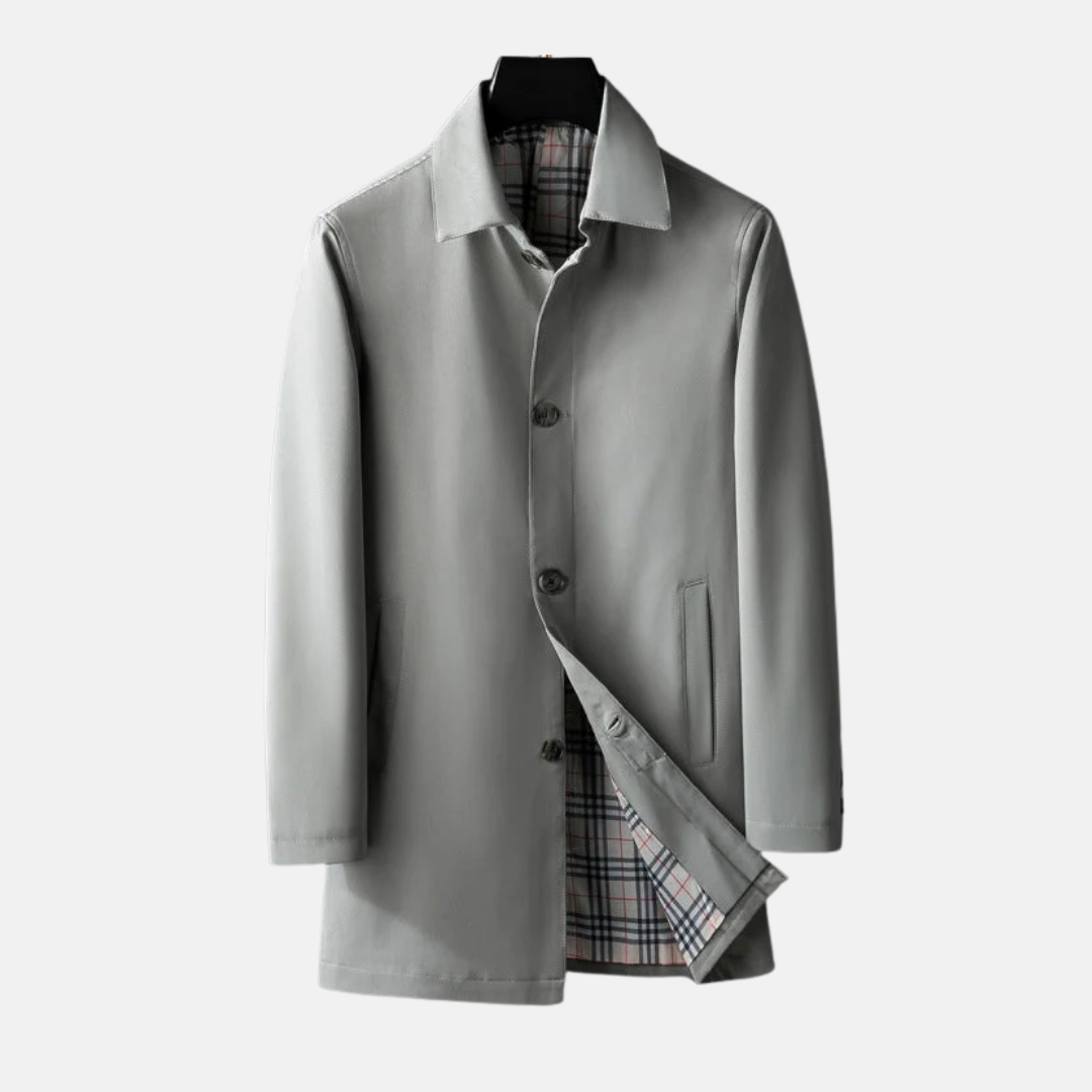 Manteau Homme en Mélange de Laine Coupe Ajustée Bouton Avant Doublure Intérieure Pour Tenue Formelle Amawinc