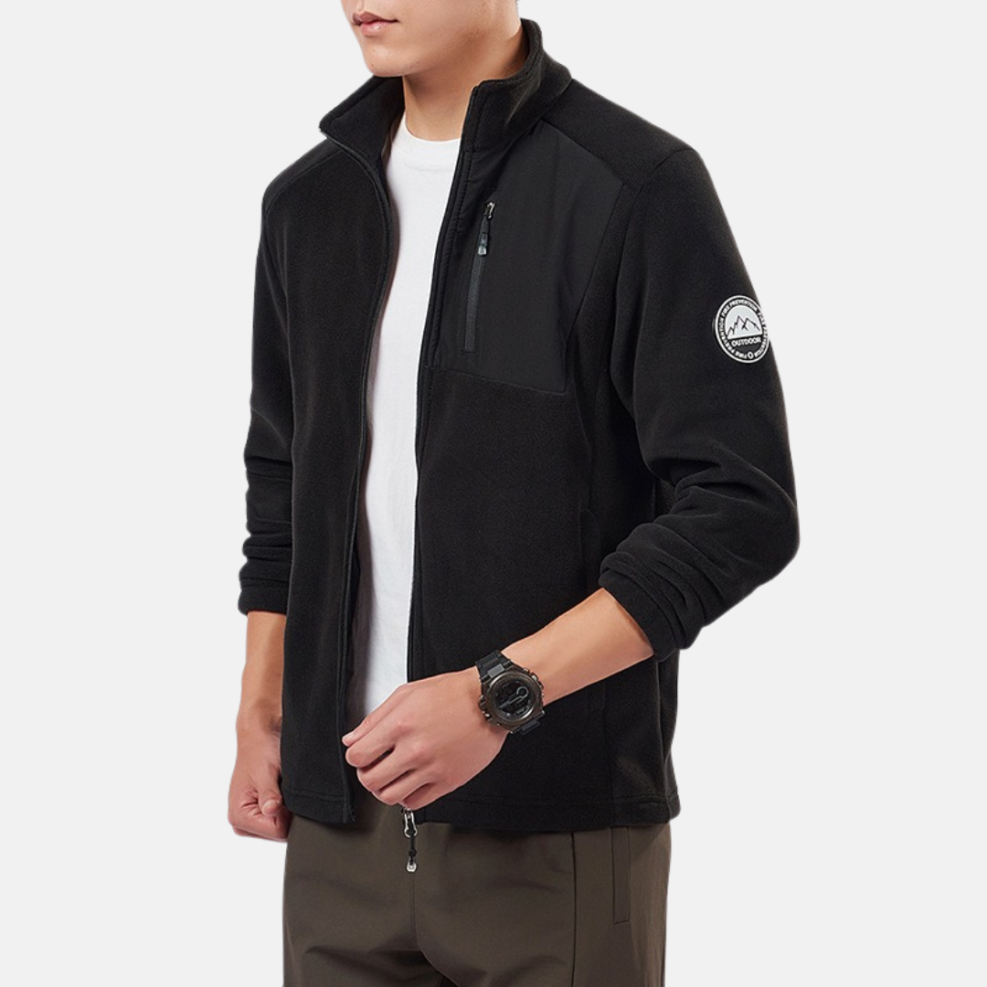 Veste Polaire Pour Homme Avec Col Montant Zip Intégral Coupe Regular Poignets Élastiques Hiver