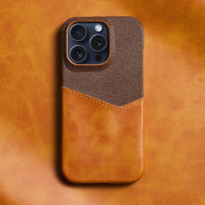 Lanso Étui iPhone Cuir Véritable Et Tissu Texturé Pour Une Bonne Prise MagSafe Et Porte Carte Intégré Anti Traces