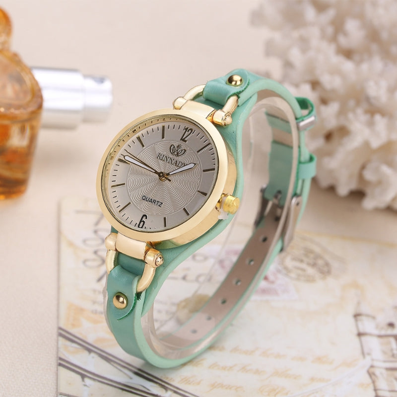 Maison D'Heure Montre Quartz Collection Slim Bezel Poli Cadran Gravé Bracelet Ajustable En Cuir