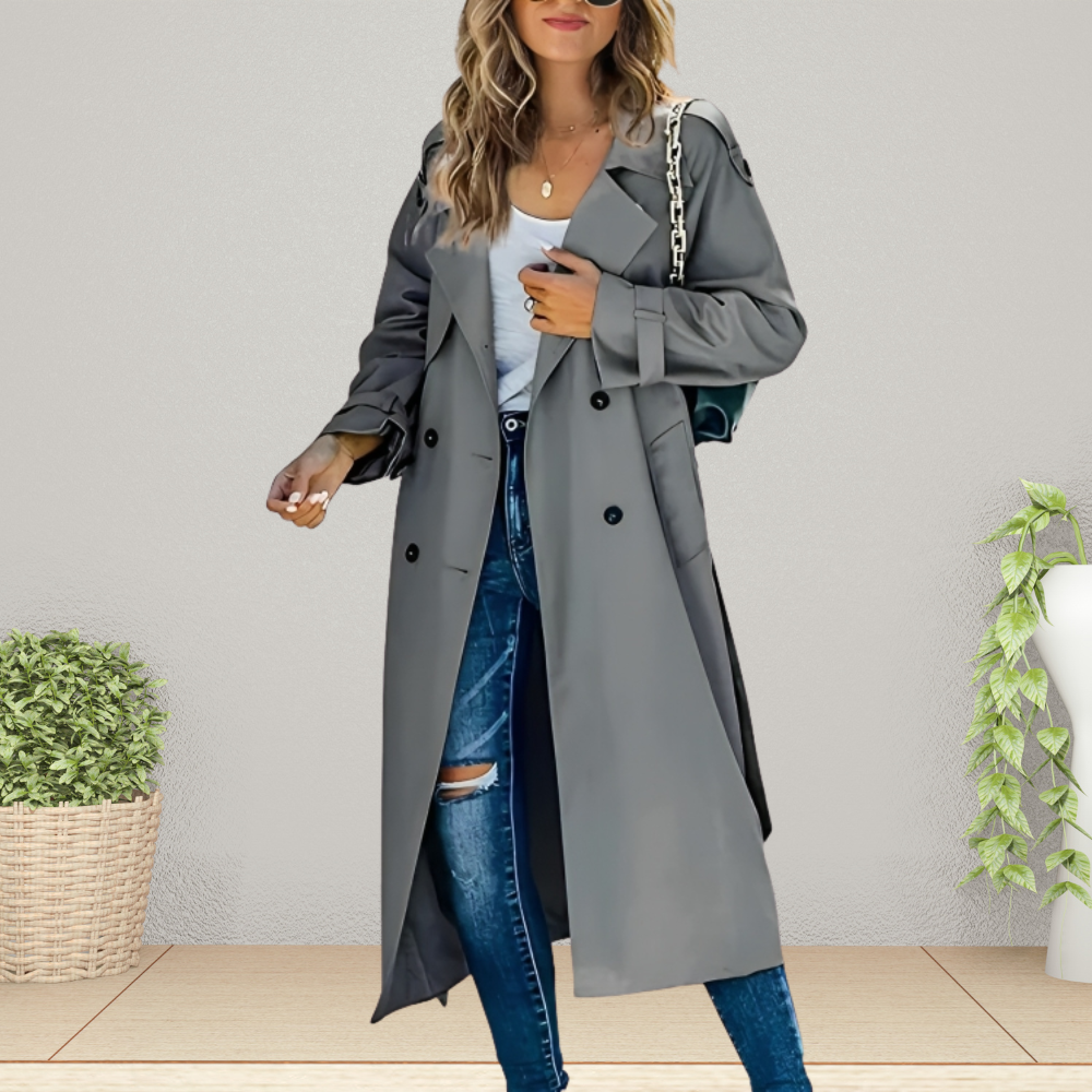 Trench Long Pour Femme À Double Boutonnage Charlie Par Amawinc Élégance Intemporelle