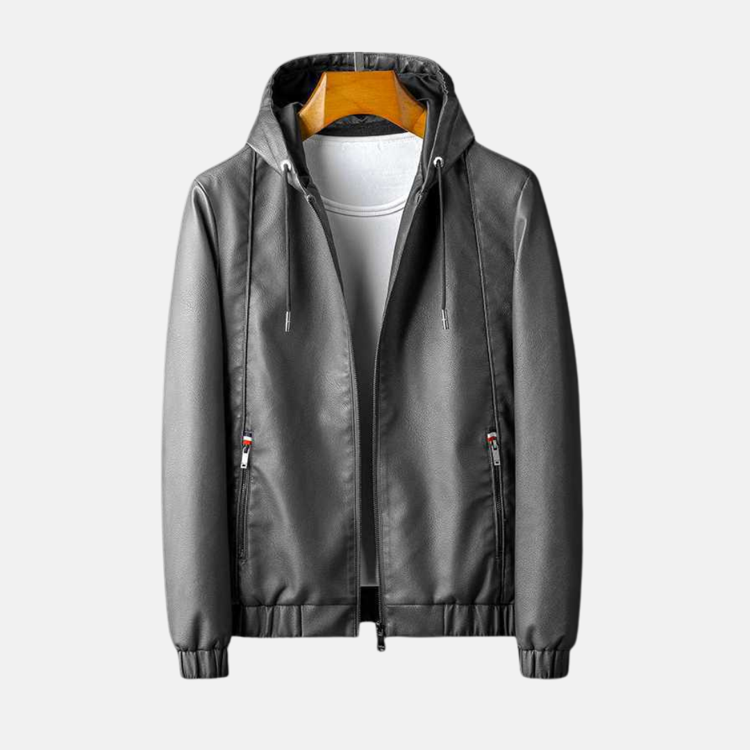Veste Pour Homme En Similicuir Avec Capuche Et Fermeture Éclair Décontractée Amawinc Pour Style Quotidien Confort Moderne