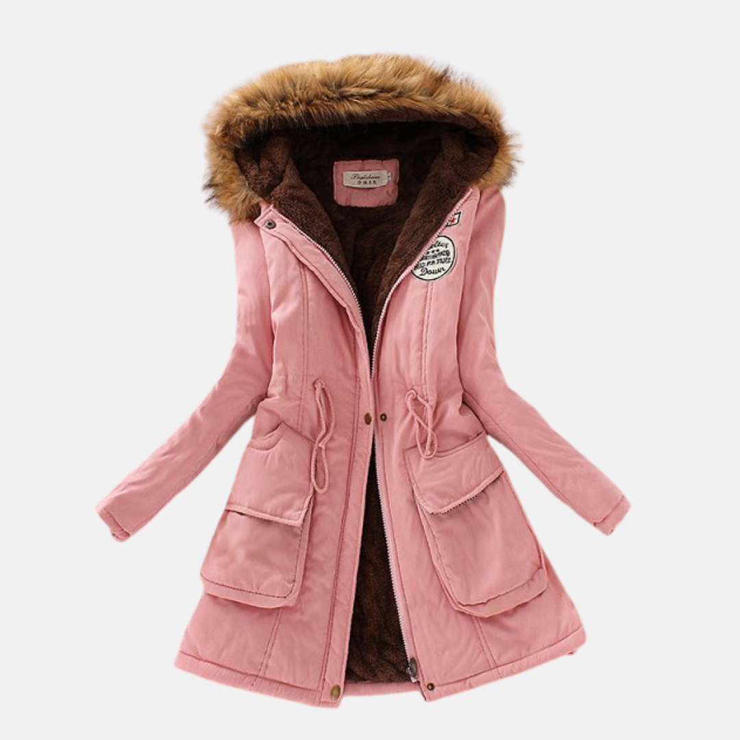 Nordisk Flair Parka Femme Coupe Ajustée Doublure Polaire Capuche Fourrure Synthétique Fermeture Éclair Chaude