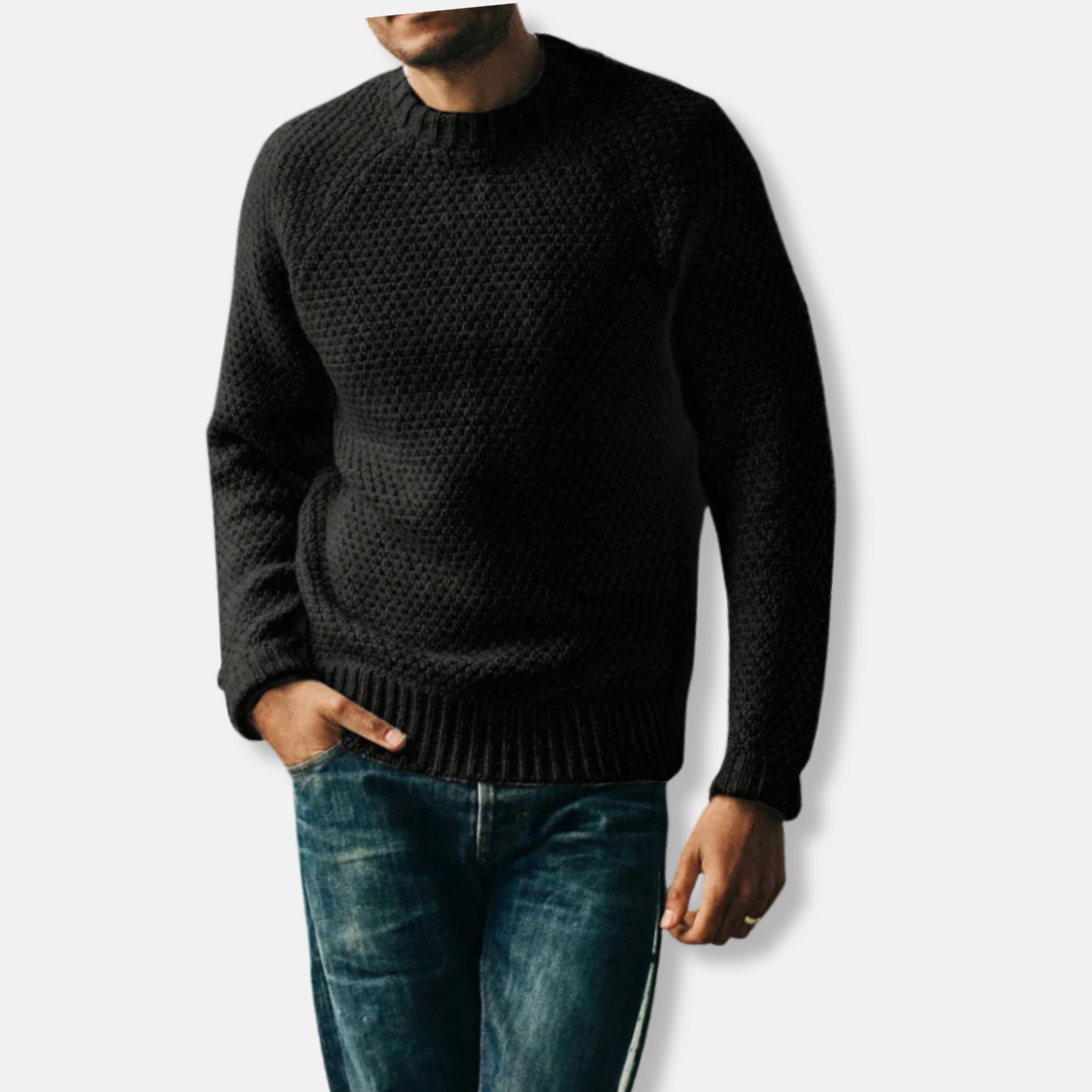 Pull En Maille Mélange Laine Col Rond Raglan Décontracté Homme Amawinc Pour Style Quotidien