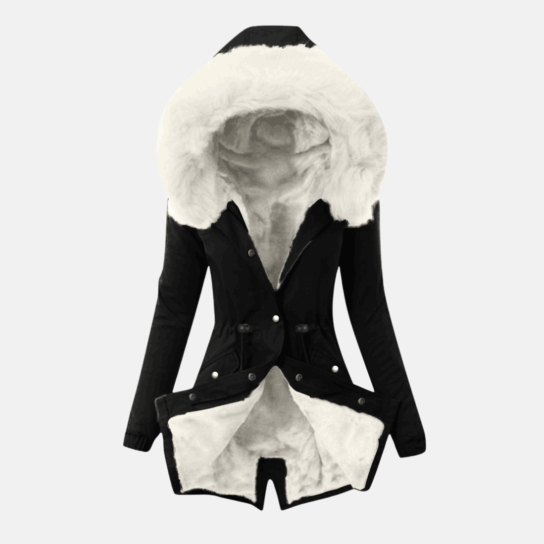 Veste Femme Coupe Slim Ajustable Taille Capuche Douillette Mi-longue Poches à Rabats Nordisk-Flair