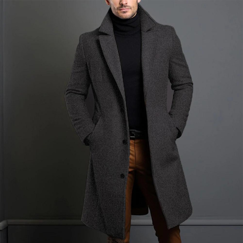 Manteau Long En Laine Jameson Pour Homme Avec Revers Classique Intemporel Couleur Camel Pour Hiver